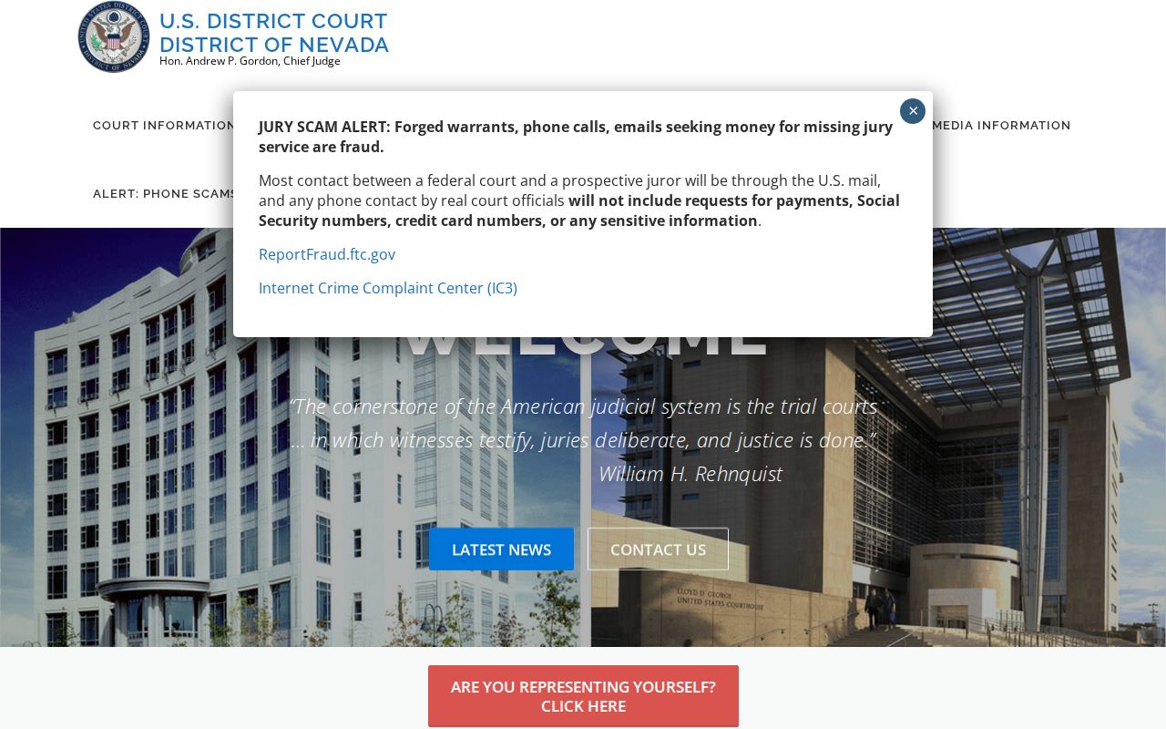 U.S. District Court federal criminal cases serving Churchill County