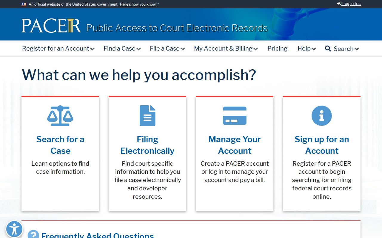 Federal criminal court case access for Churchill County through PACER